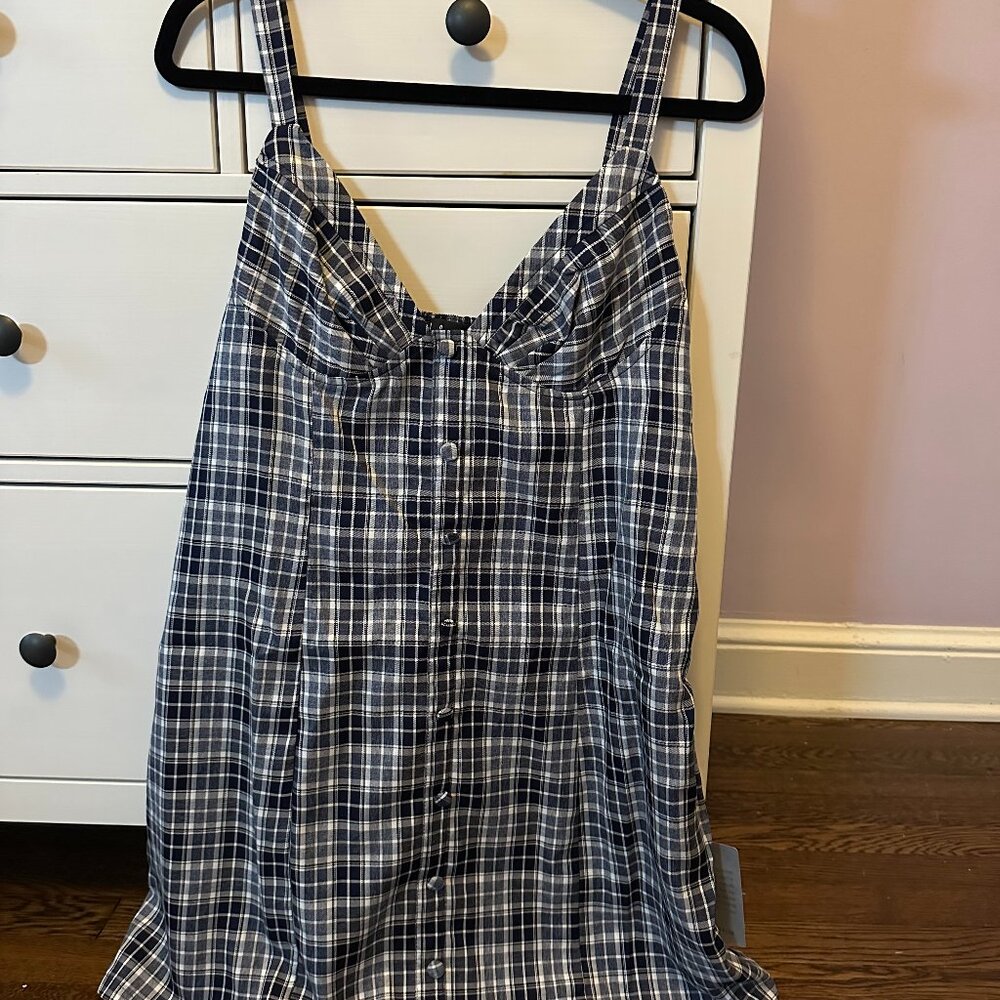 NWT Lulus Navy Blue Gingham Dress